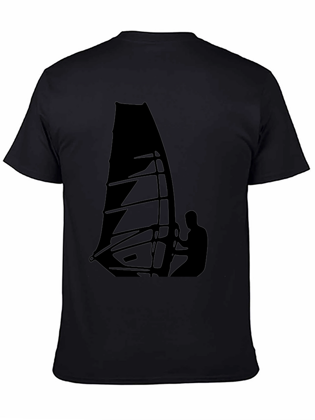 Windsurfing Graphic Tee - Black Cotton T-Shirt