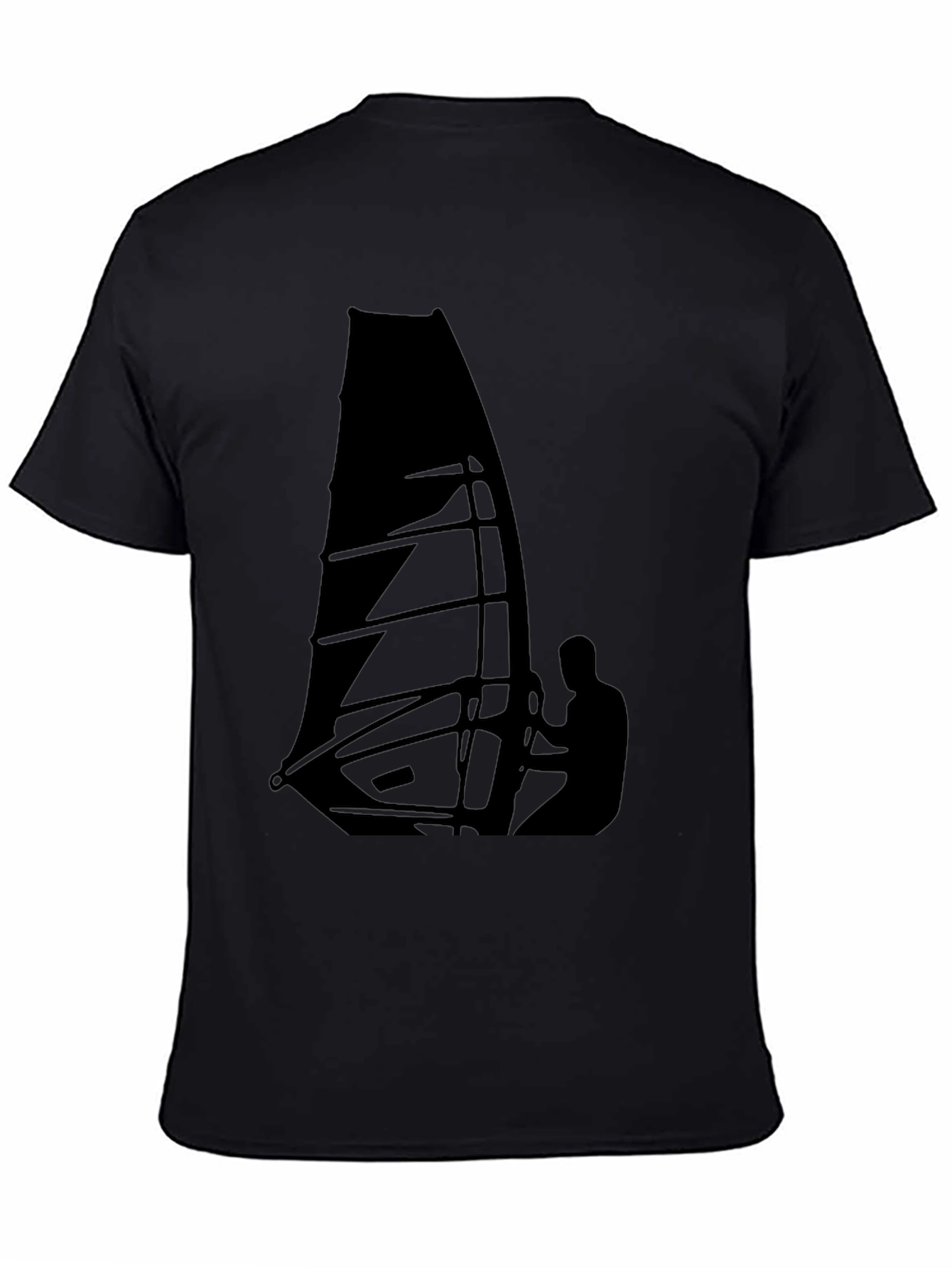 Windsurfing Graphic Tee - Black Cotton T-Shirt