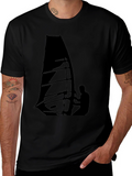 Windsurfing Graphic Tee - Black Cotton T-Shirt