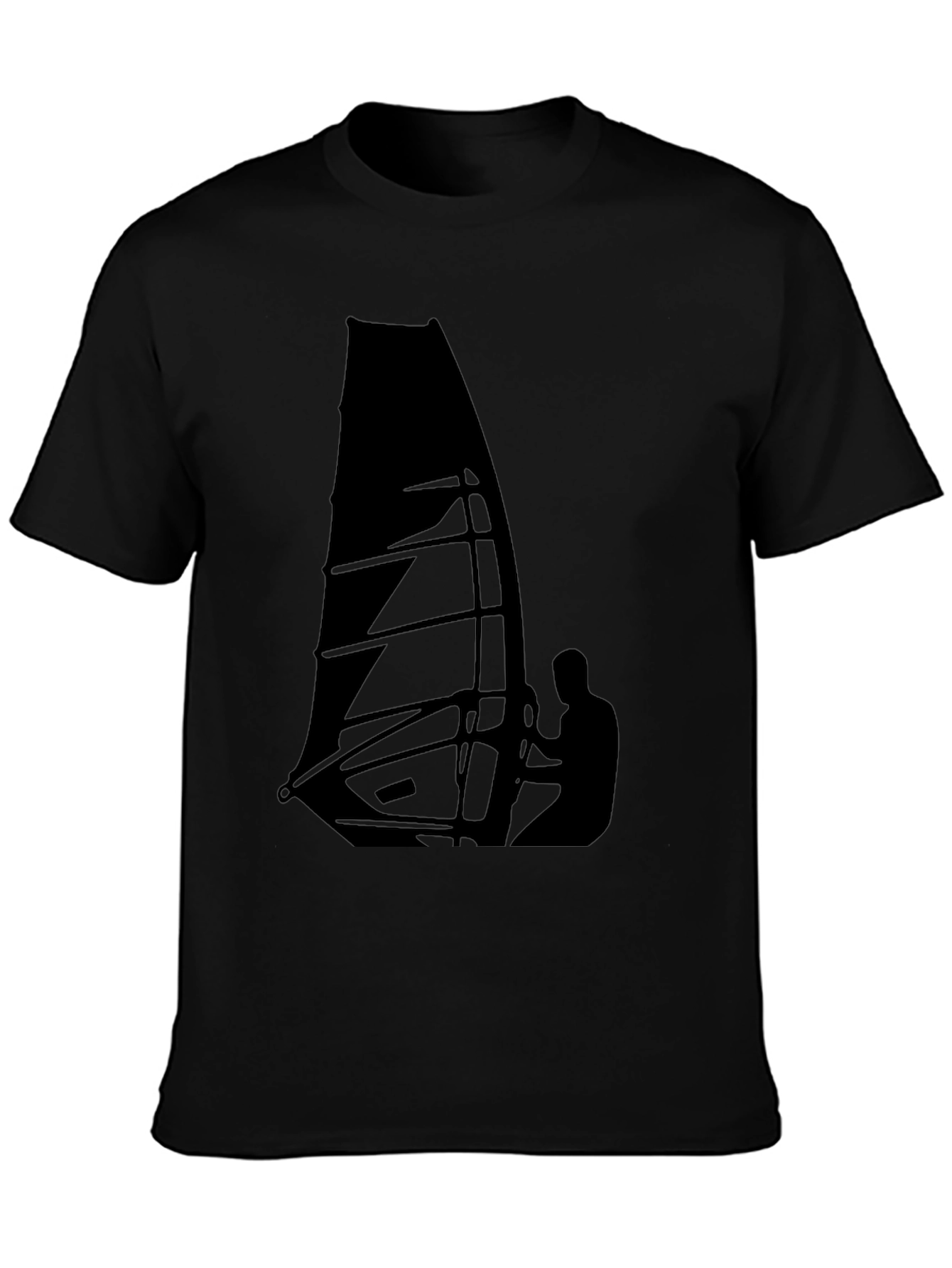 Windsurfing Graphic Tee - Black Cotton T-Shirt