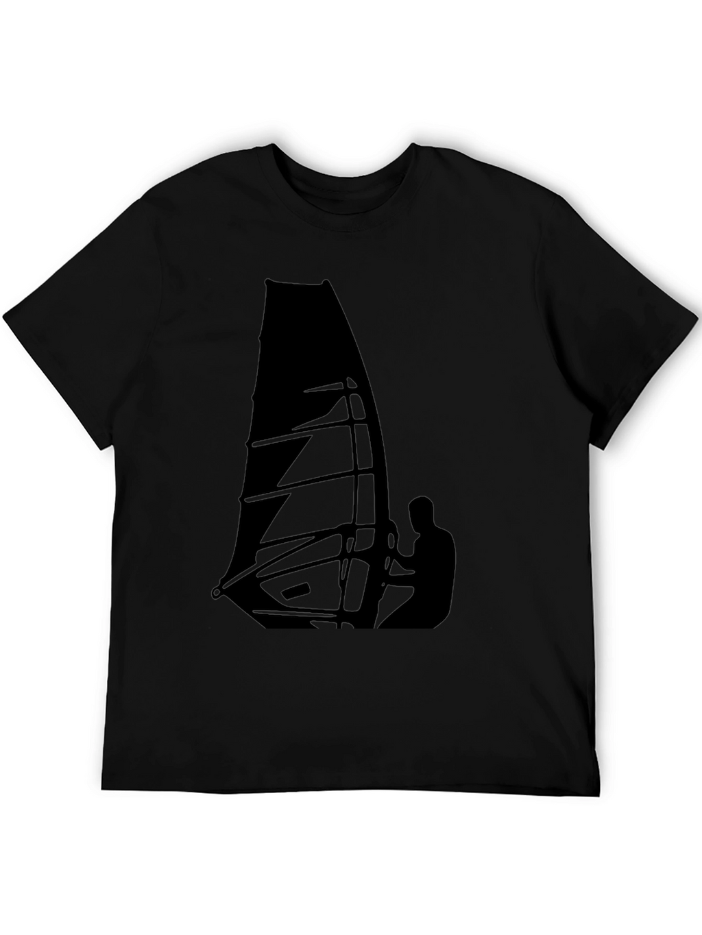 Windsurfing Graphic Tee - Black Cotton T-Shirt