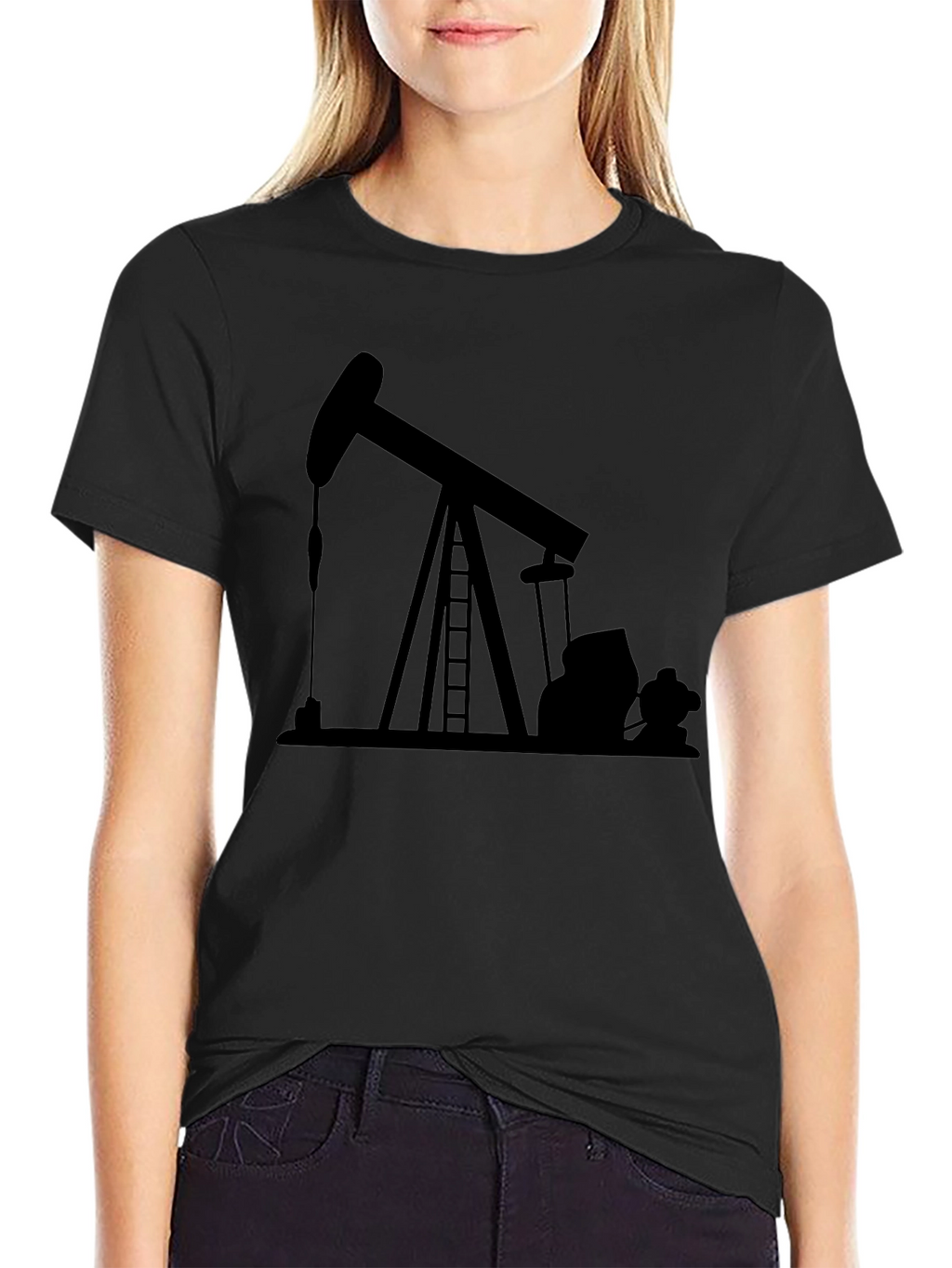 Oil Derrick Graphic T-Shirt - Black