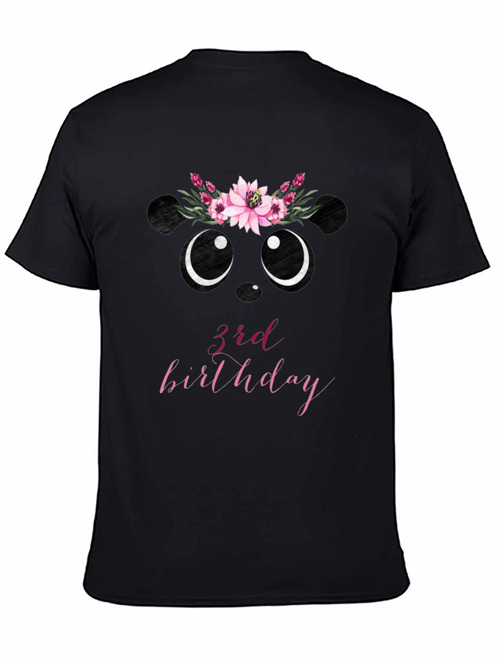3rd Birthday Panda Bear Floral Wreath T-Shirt