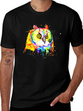 Rainbow Owl Graphic Black T-Shirt