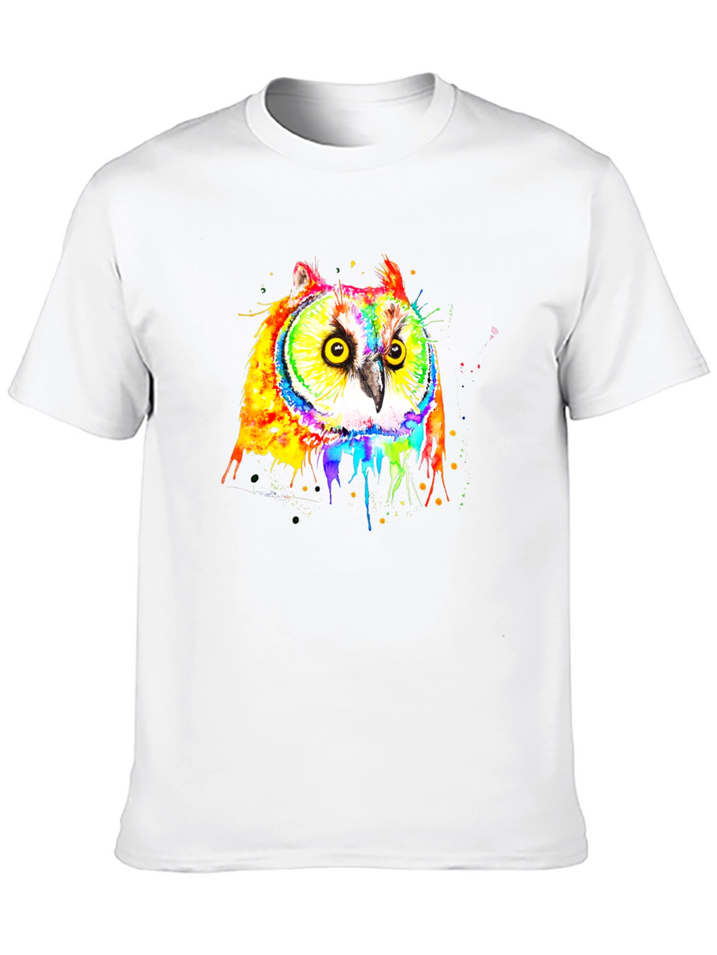 Rainbow Owl Graphic Black T-Shirt