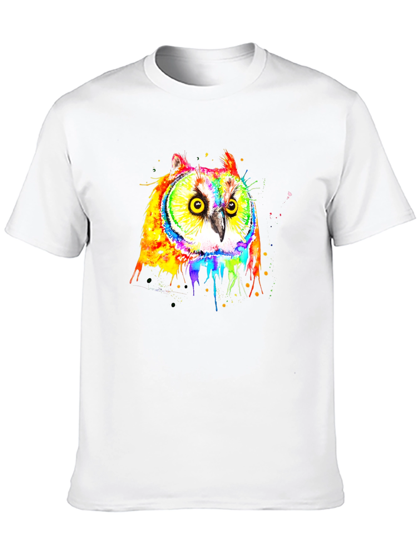 Rainbow Owl Graphic Black T-Shirt