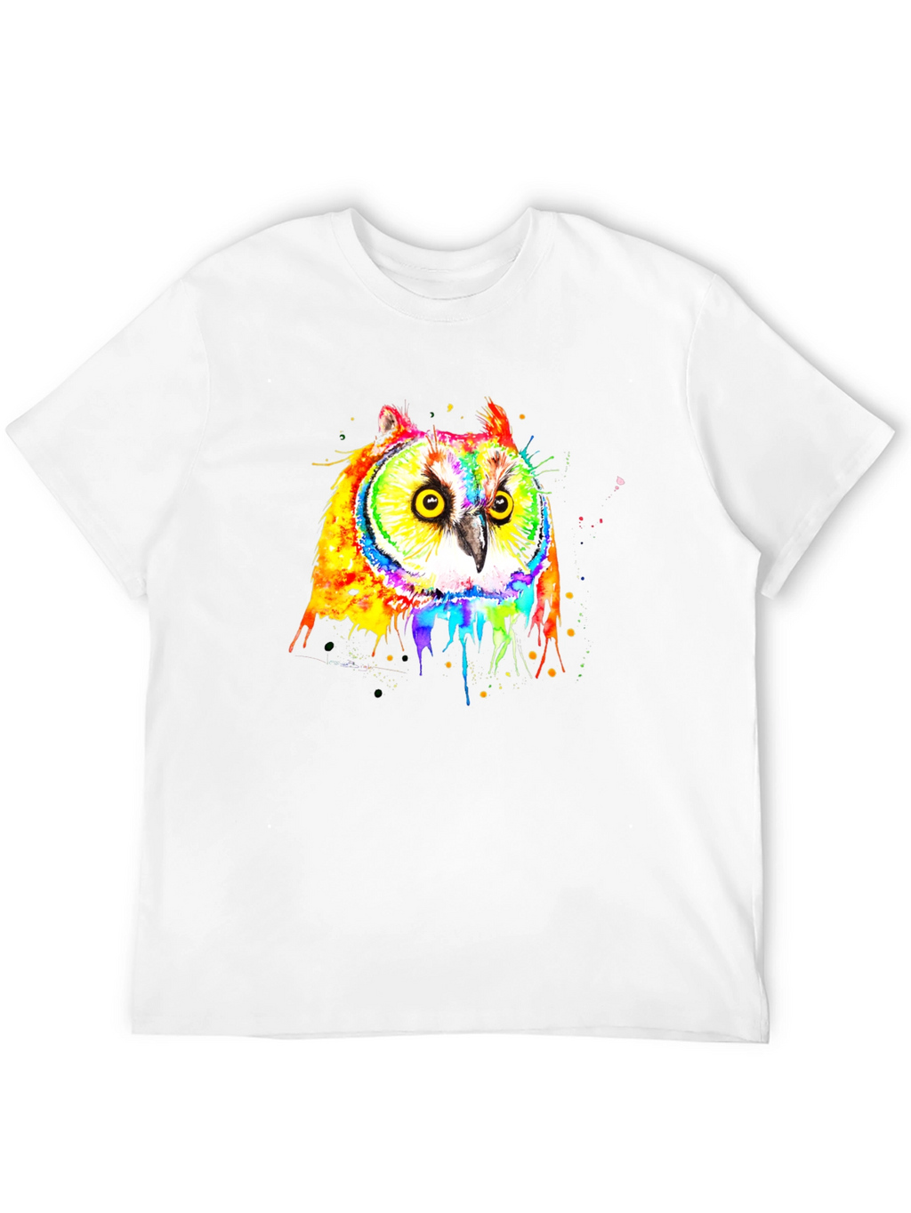 Rainbow Owl Graphic Black T-Shirt