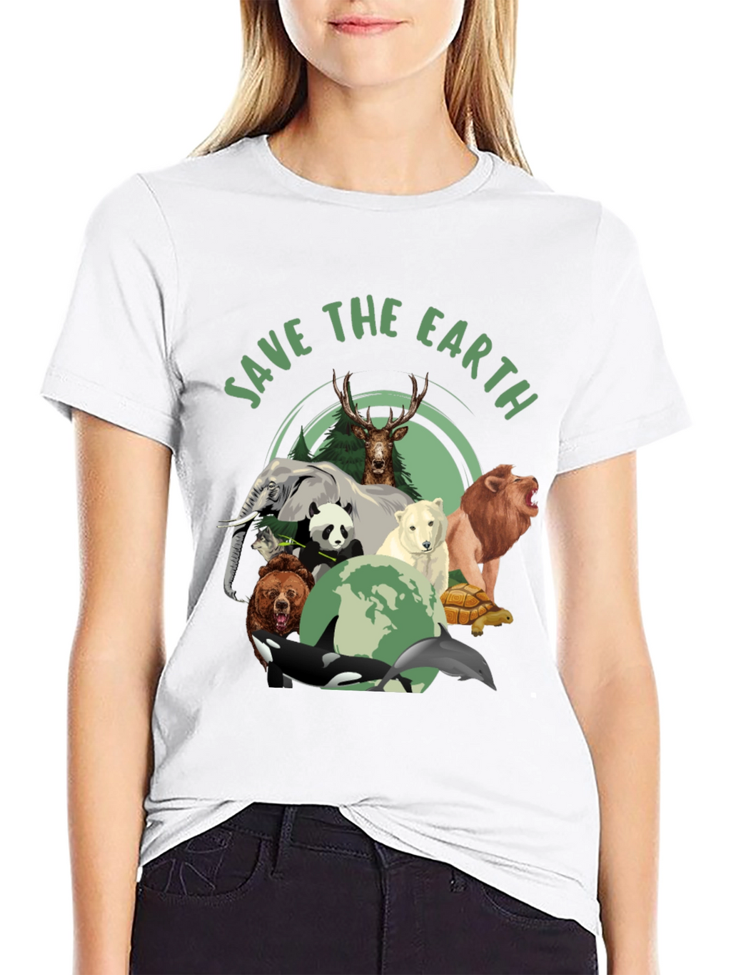 Save The Earth Animal Graphic T-Shirt