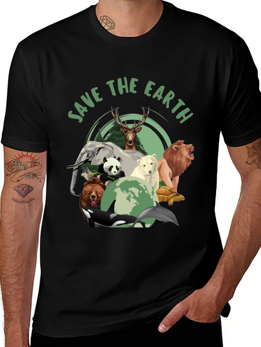Save The Earth Animal Graphic T-Shirt