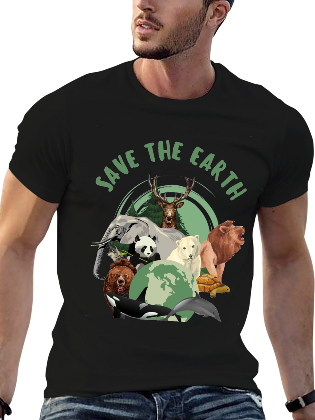 Save The Earth Animal Graphic T-Shirt