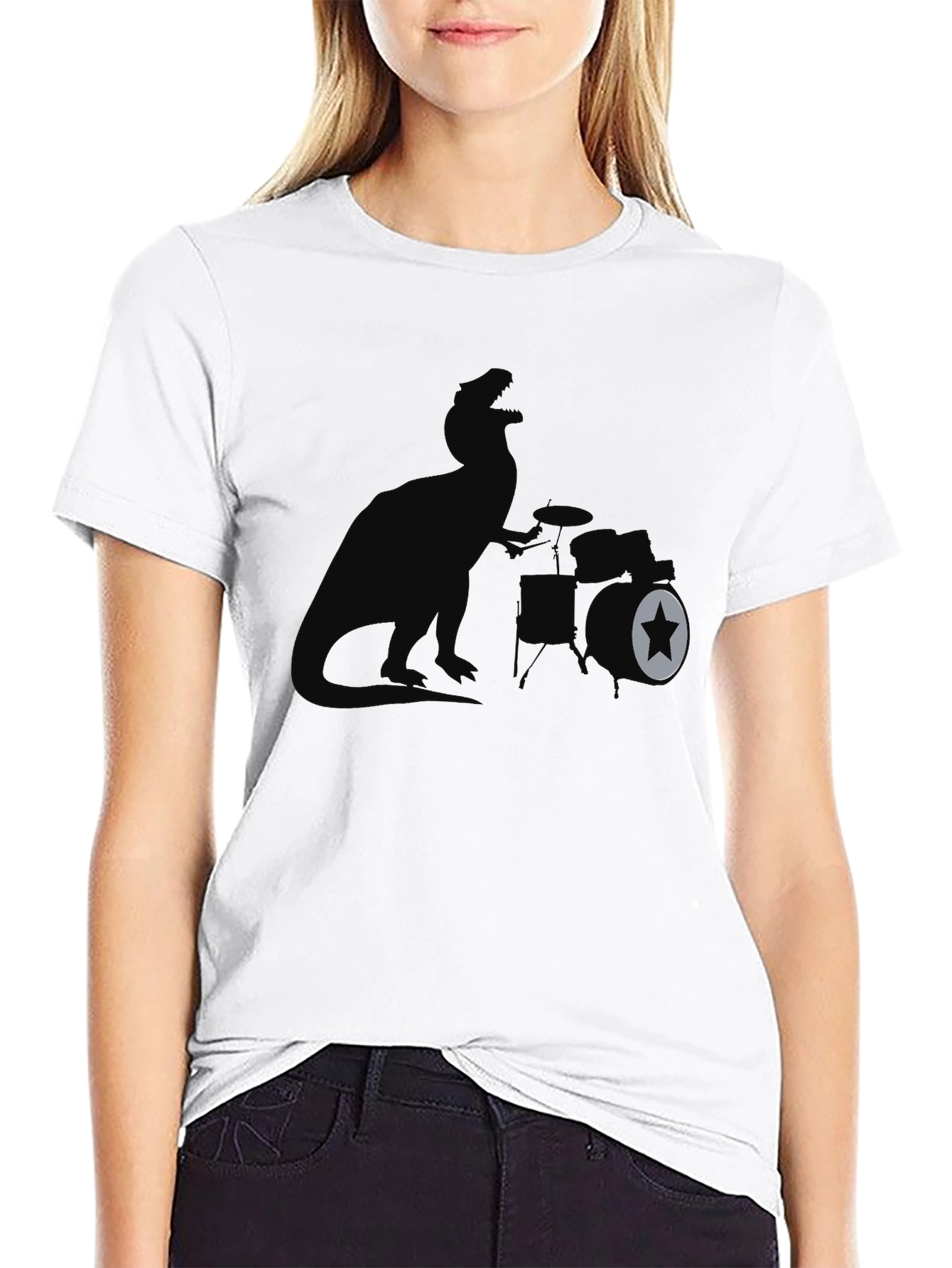 Dino Drummer Graphic Tee - Rock & Roar!