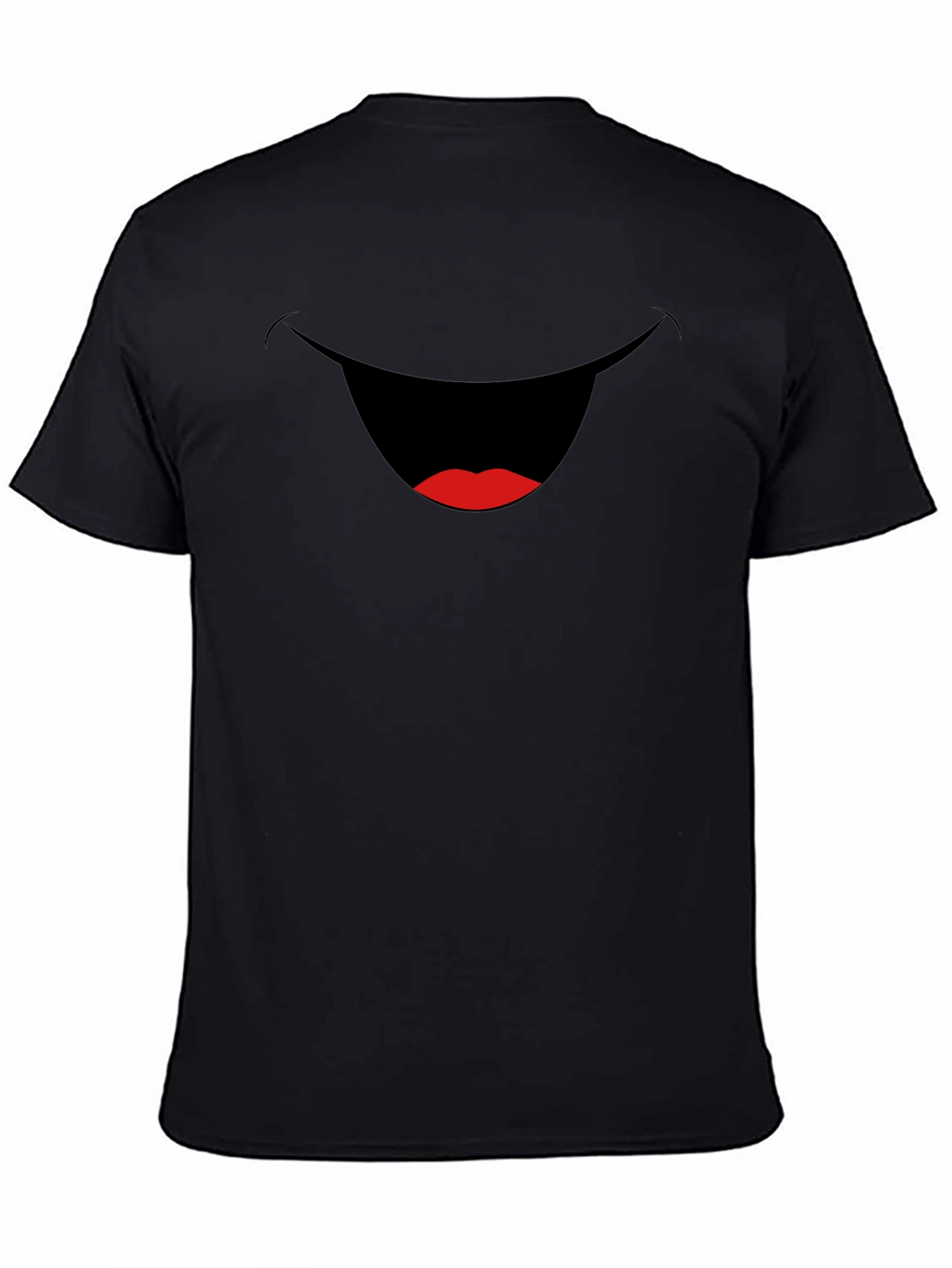 Funny Smiling Mouth Graphic Tee - Black Cotton T-Shirt