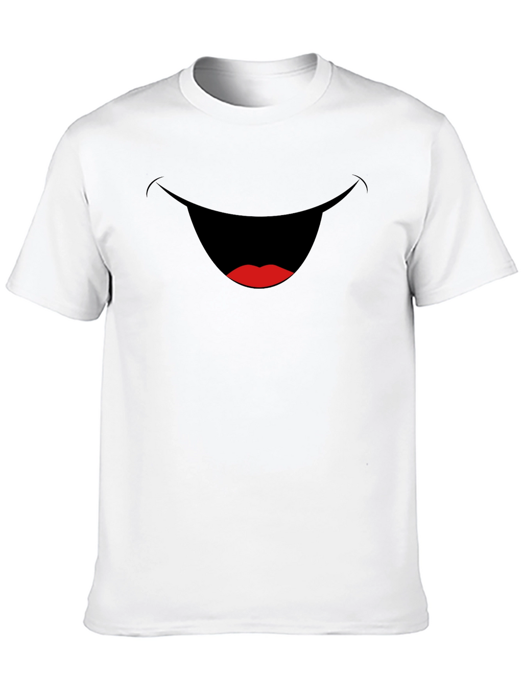 Funny Smiling Mouth Graphic Tee - Black Cotton T-Shirt