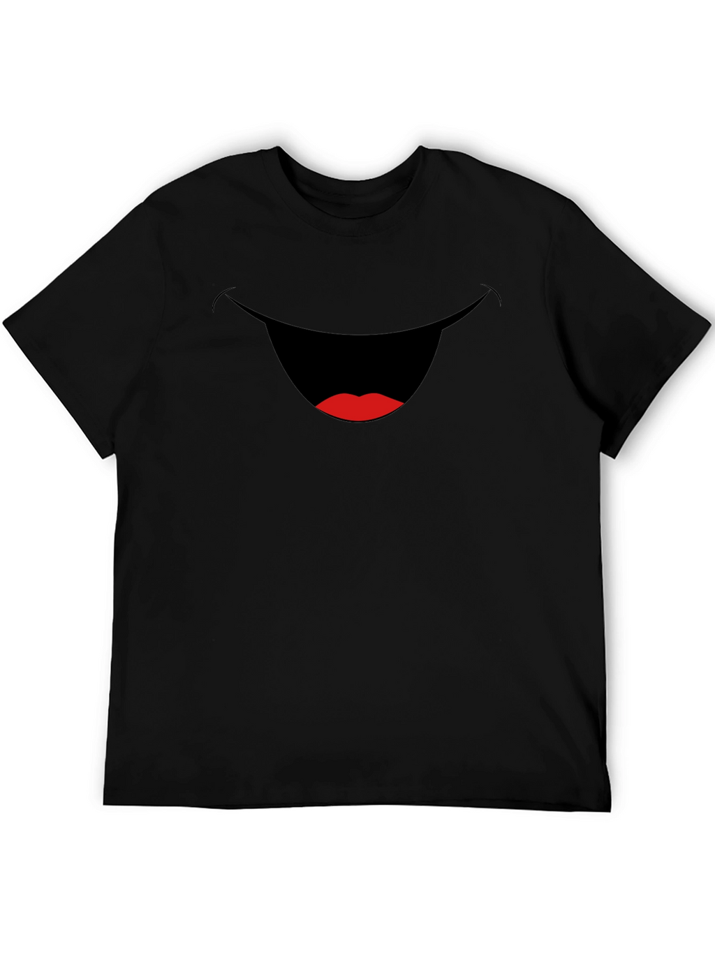 Funny Smiling Mouth Graphic Tee - Black Cotton T-Shirt