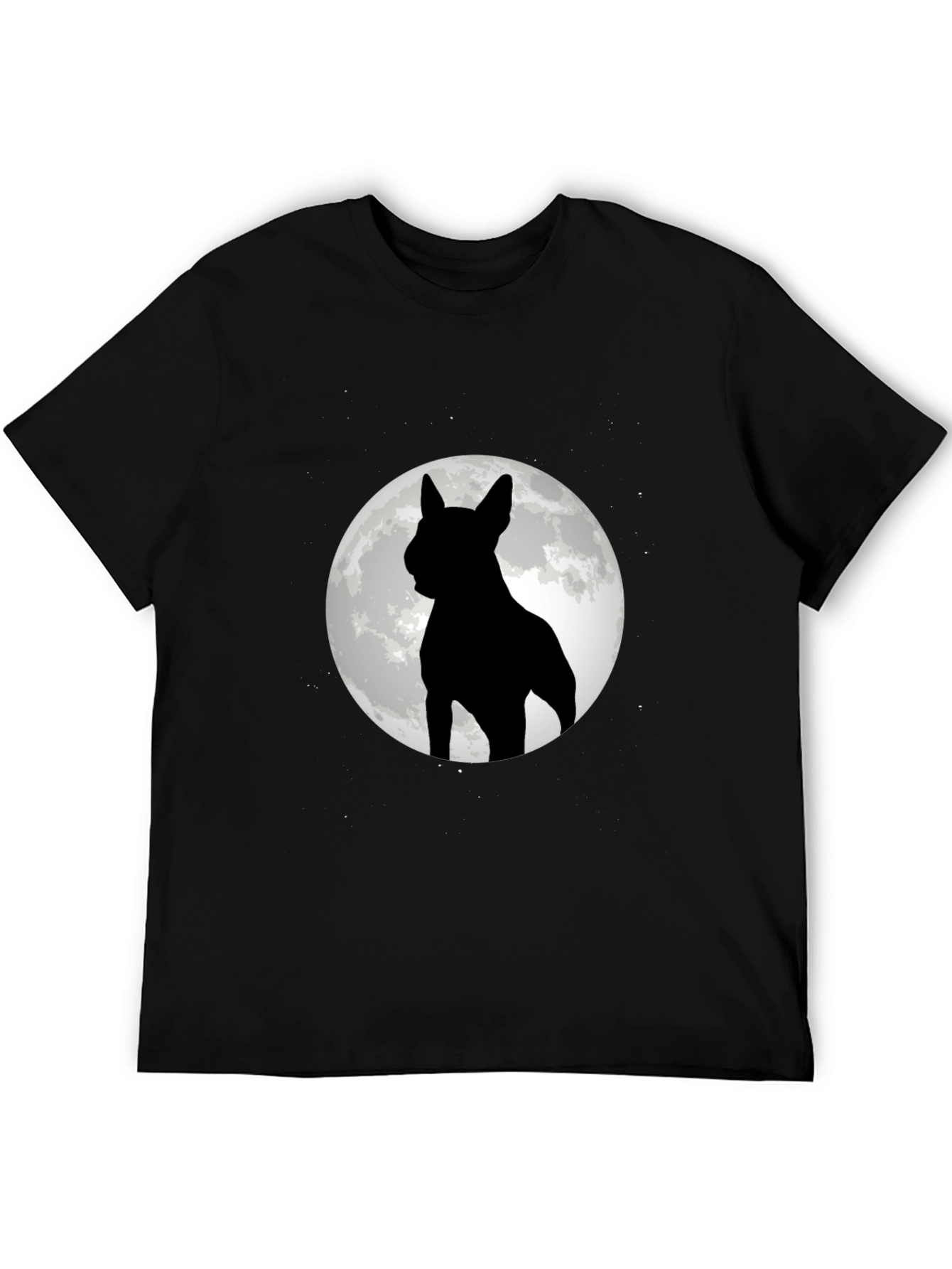 Dog Moon Silhouette Black Graphic Tee