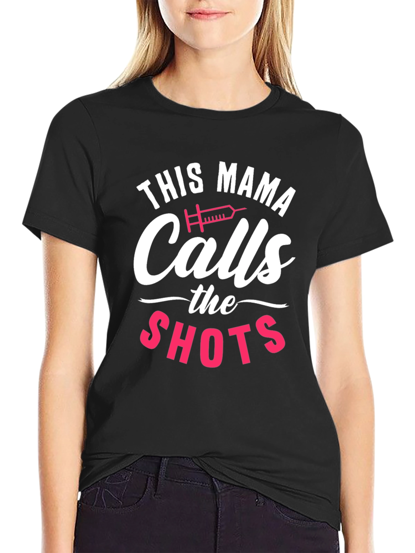 This Mama Calls The Shots Black T-Shirt