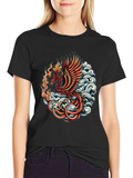 Phoenix Graphic T-Shirt - Black Cotton Blend
