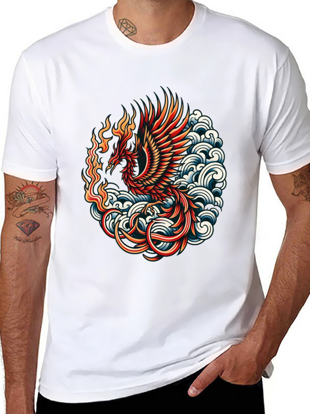 Phoenix Graphic T-Shirt - Black Cotton Blend