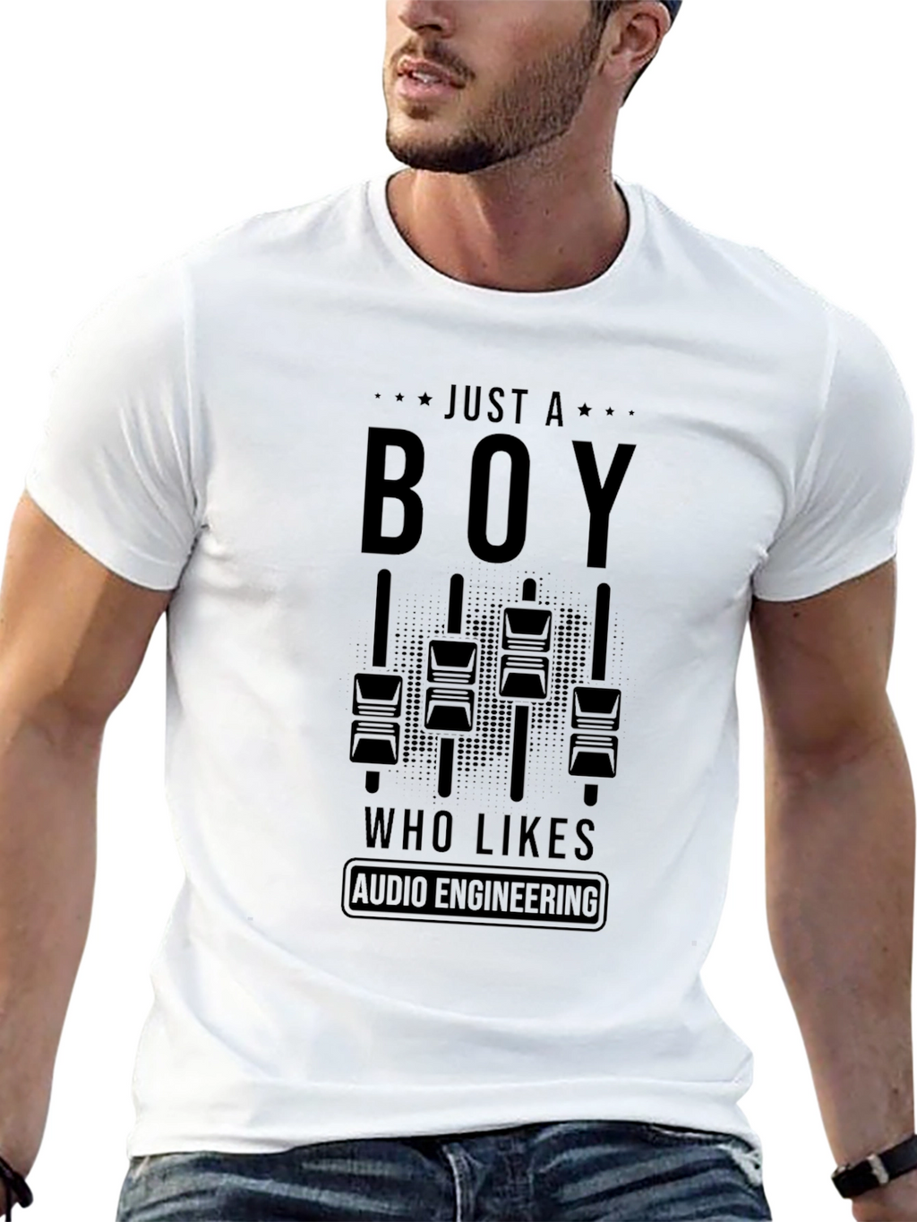 Just A Boy Who Likes Audio Engineering Black T-Shirt