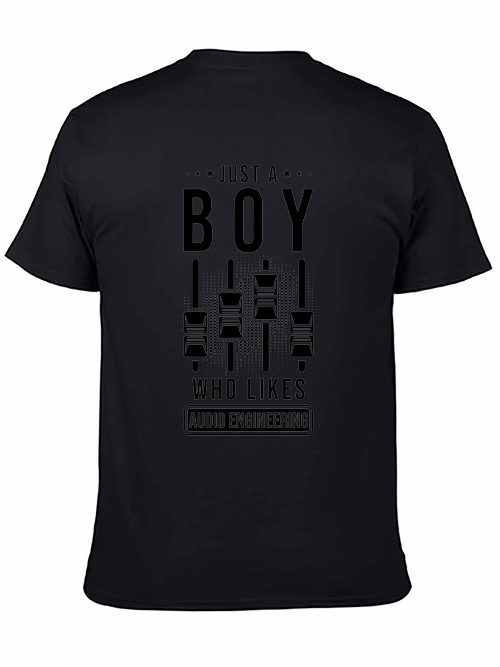 Just A Boy Who Likes Audio Engineering Black T-Shirt