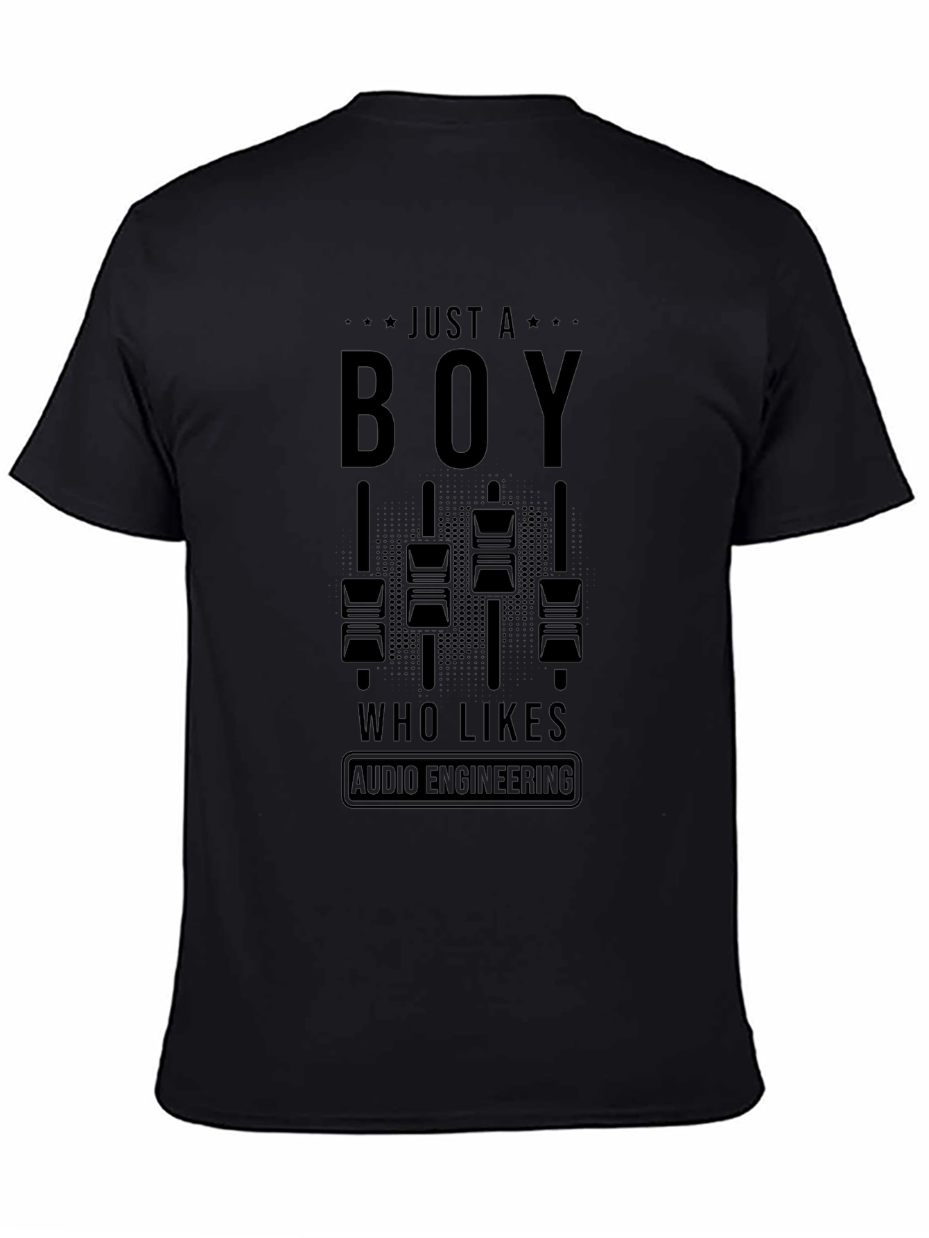 Just A Boy Who Likes Audio Engineering Black T-Shirt