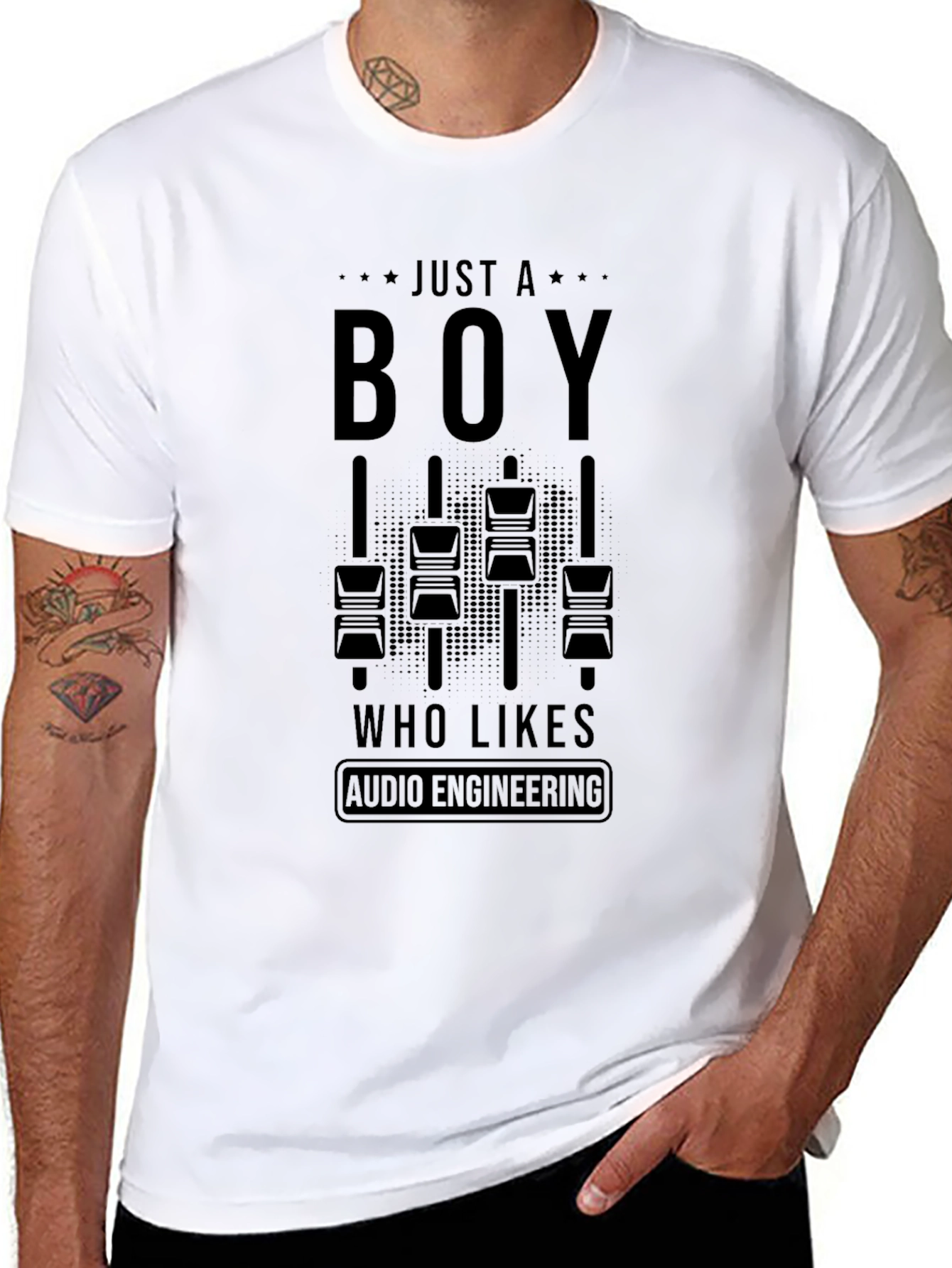 Just A Boy Who Likes Audio Engineering Black T-Shirt