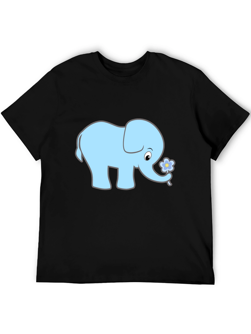 Cute Elephant Graphic Tee - Black