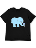 Cute Elephant Graphic Tee - Black
