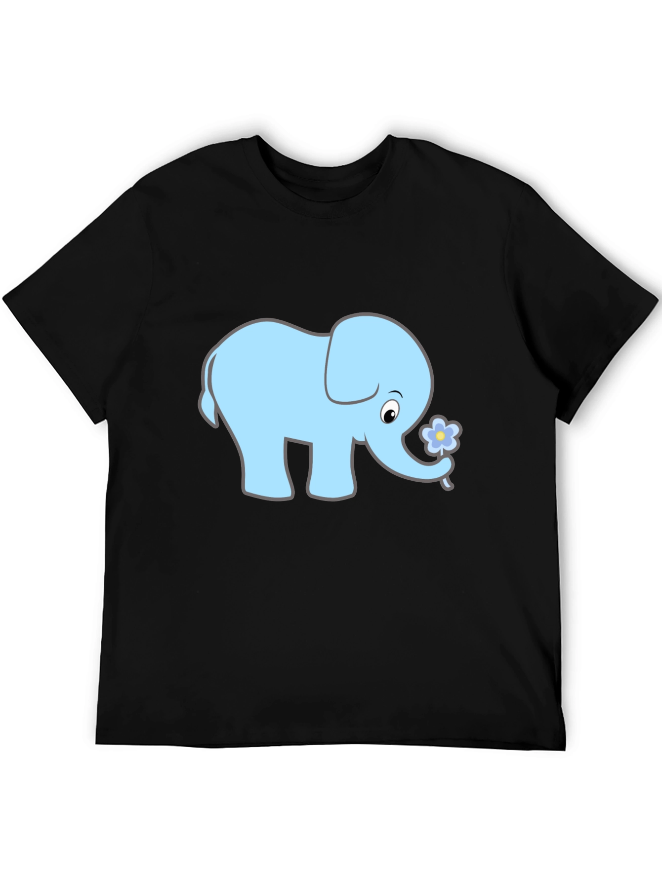 Cute Elephant Graphic Tee - Black