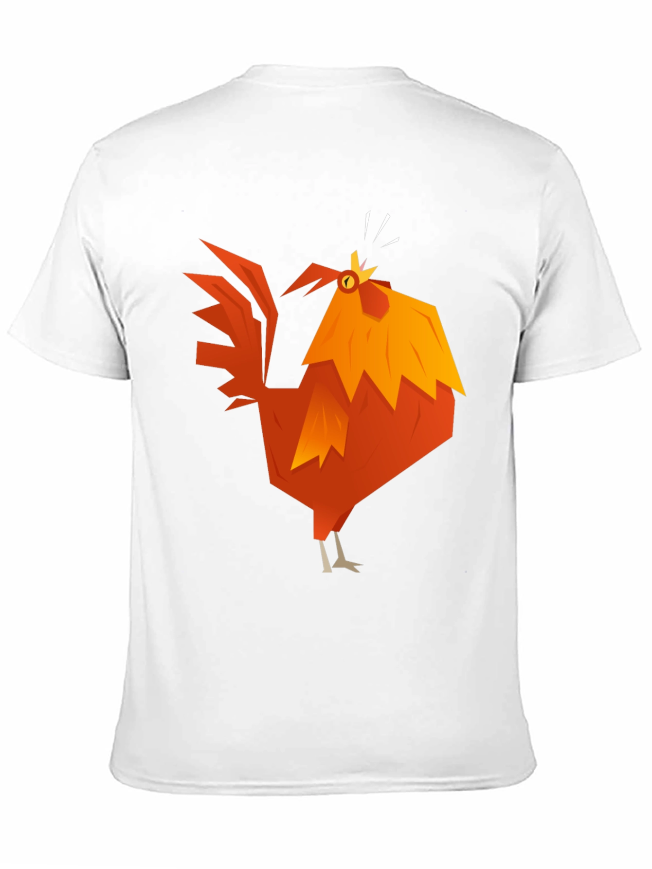 Geometric Rooster Graphic Tee - Black Cotton Blend
