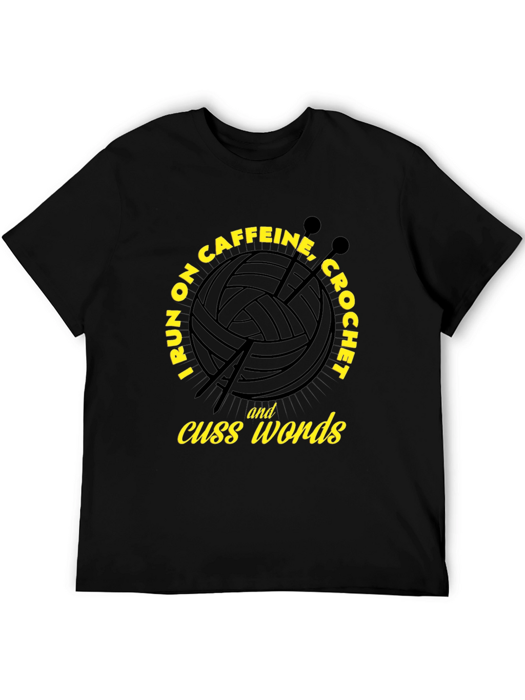 Caffeine Crochet Cuss Words Black T-Shirt