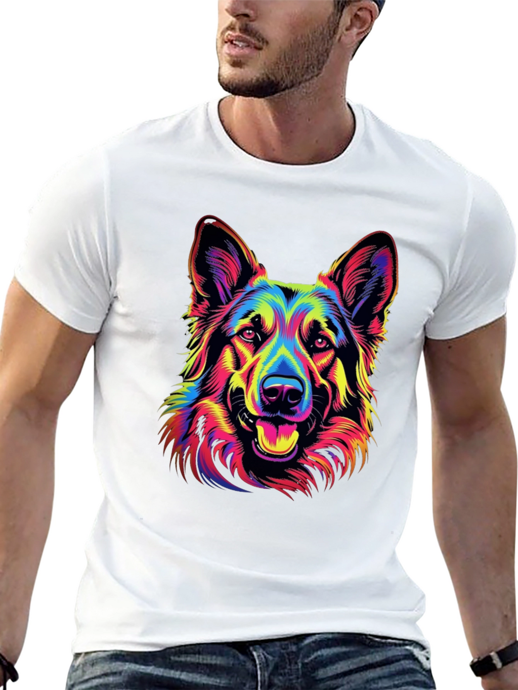 Neon German Shepherd Graphic Tee