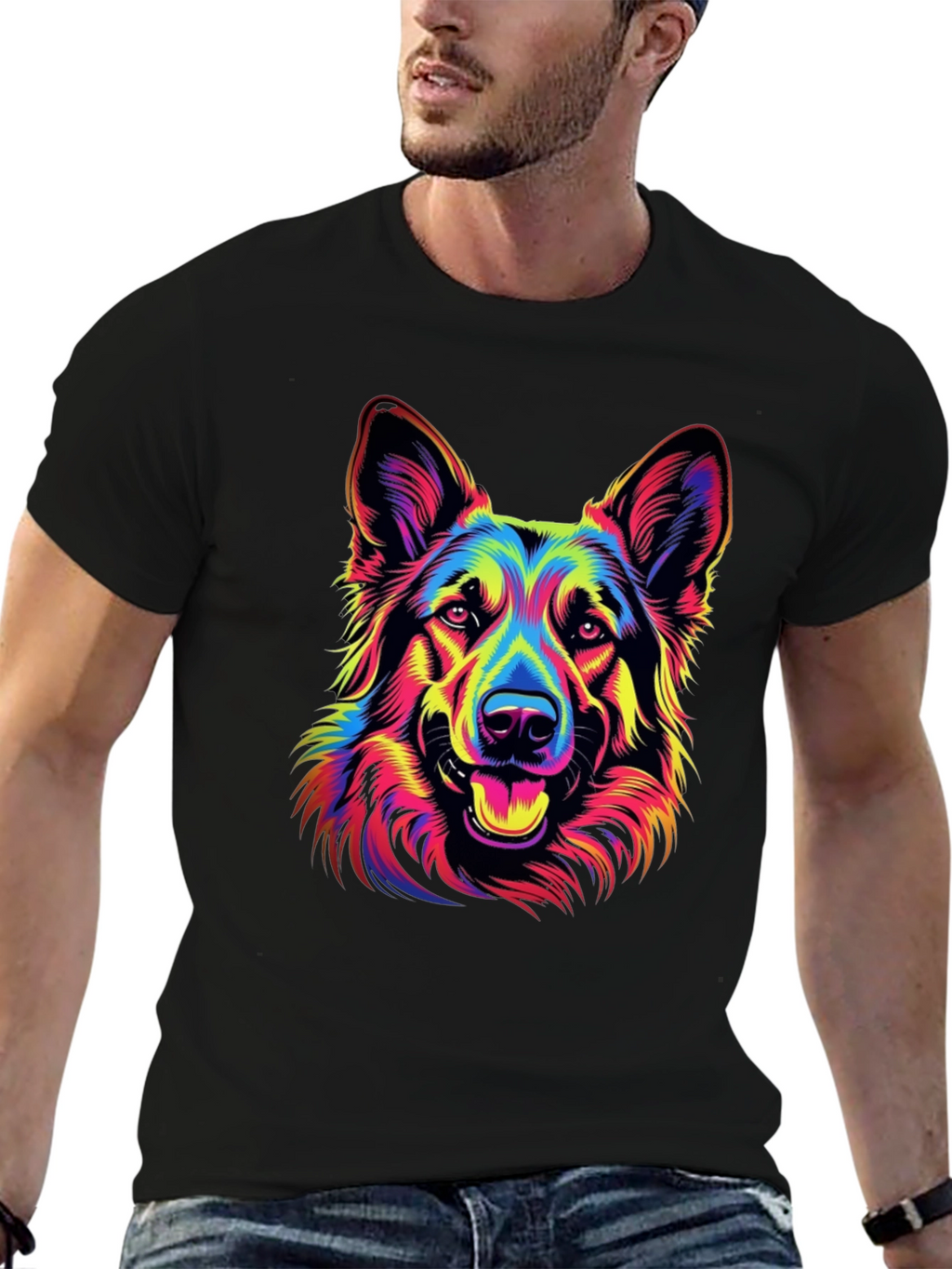 Neon German Shepherd Graphic Tee
