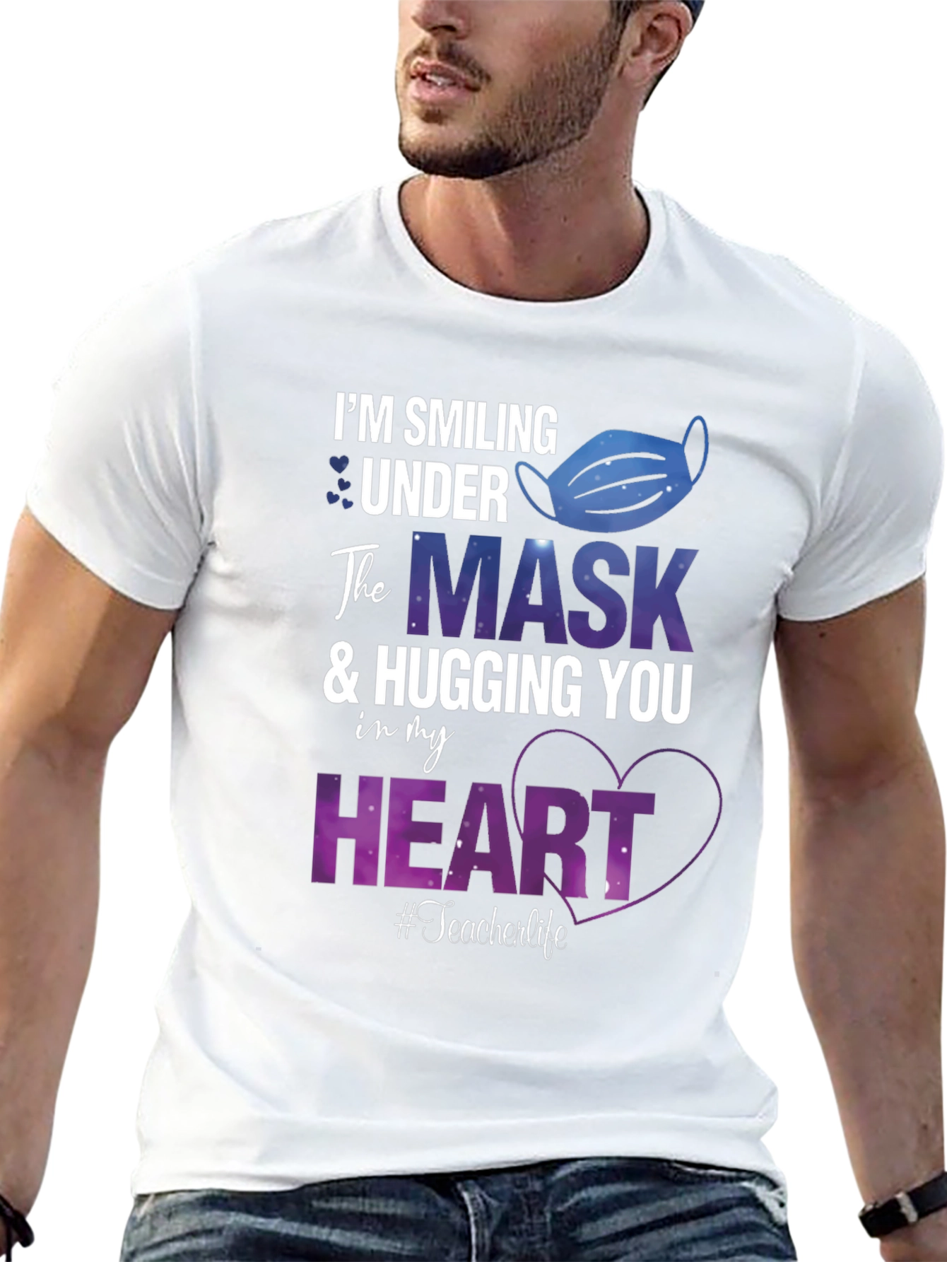 Smiling Under the Mask Teacher T-Shirt