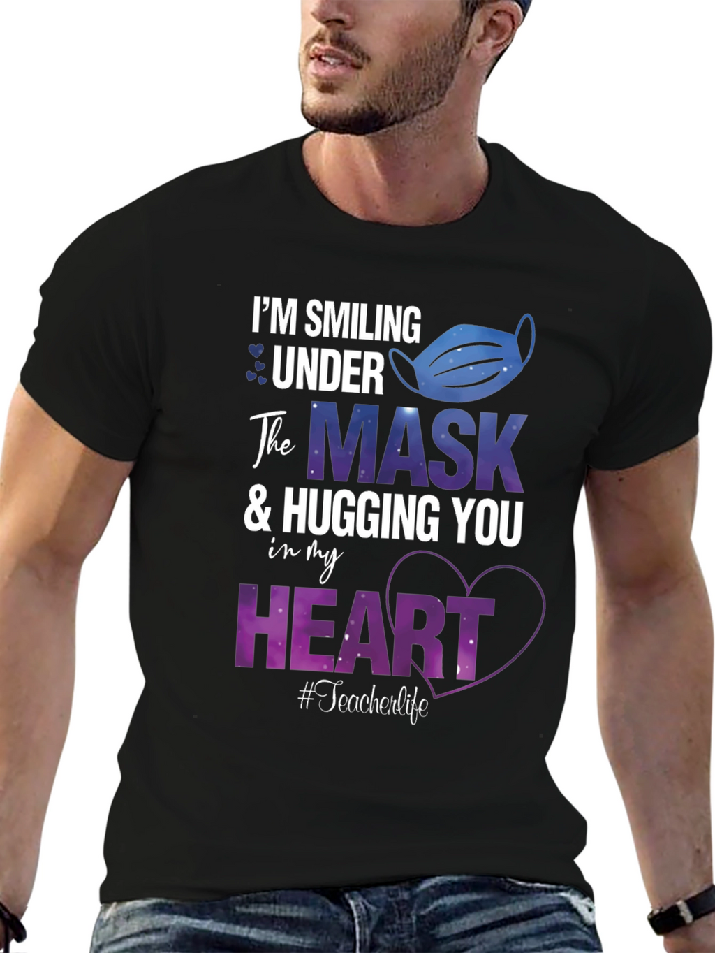Smiling Under the Mask Teacher T-Shirt