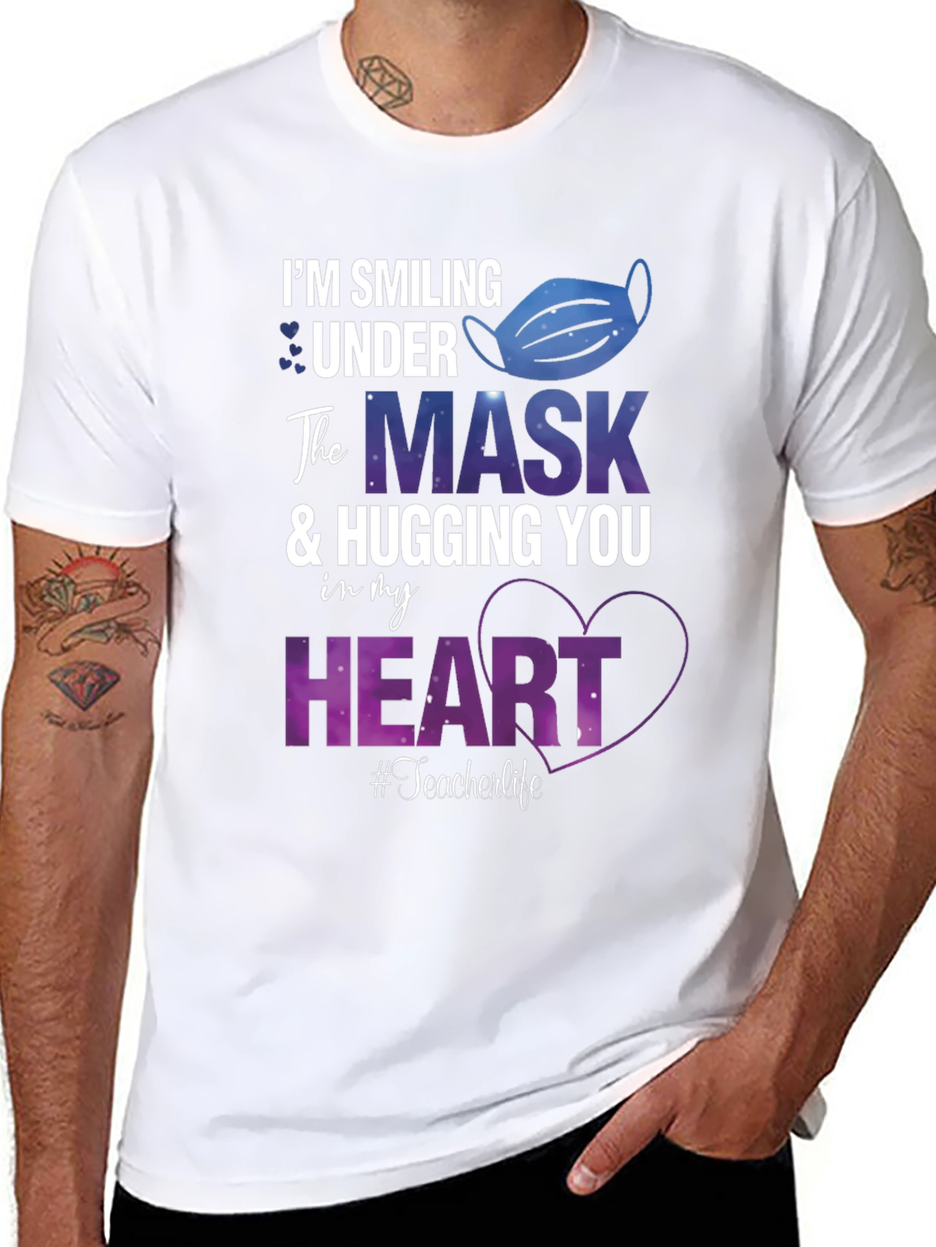Smiling Under the Mask Teacher T-Shirt