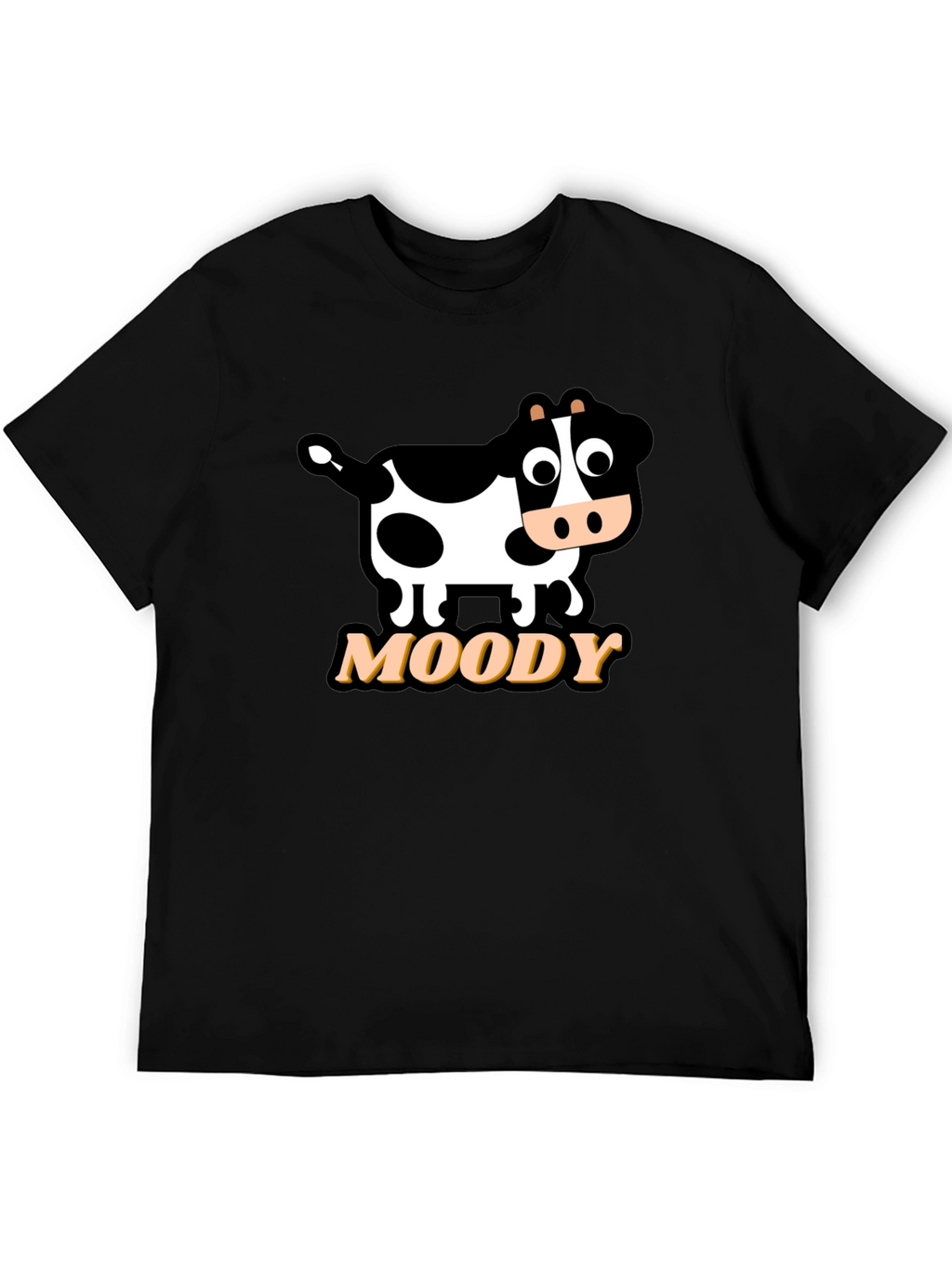 Moody Cow Graphic Tee - Black Cotton T-Shirt