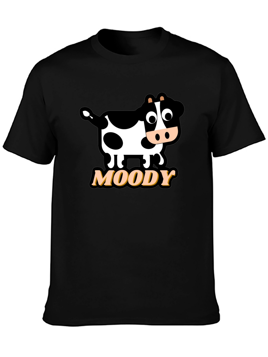 Moody Cow Graphic Tee - Black Cotton T-Shirt