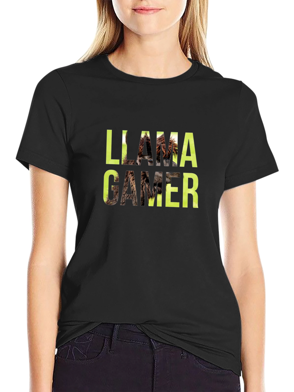 Llama Gamer Black Graphic Tee - Novelty Fun T-Shirt