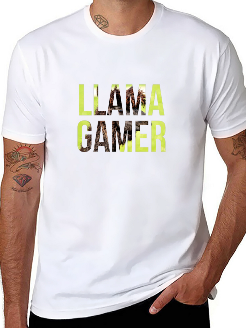 Llama Gamer Black Graphic Tee - Novelty Fun T-Shirt