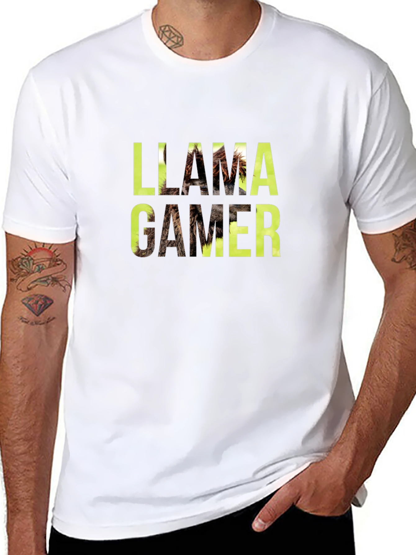 Llama Gamer Black Graphic Tee - Novelty Fun T-Shirt