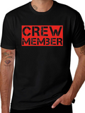 Crew Member Black T-Shirt - Bold Red Design