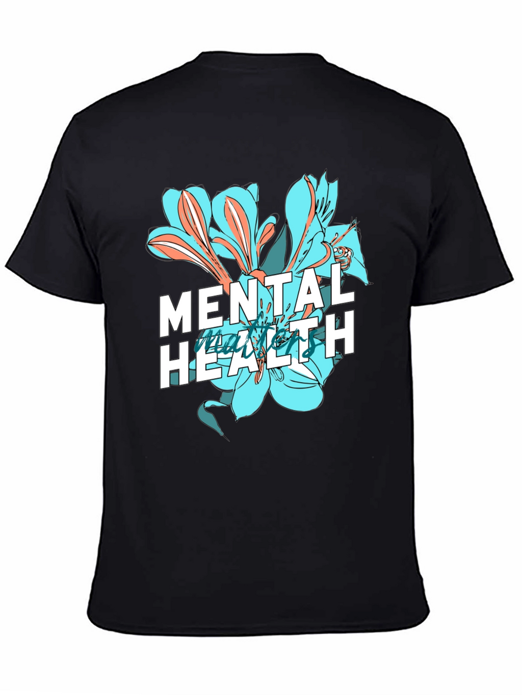 Mental Health Floral Graphic Tee - Black