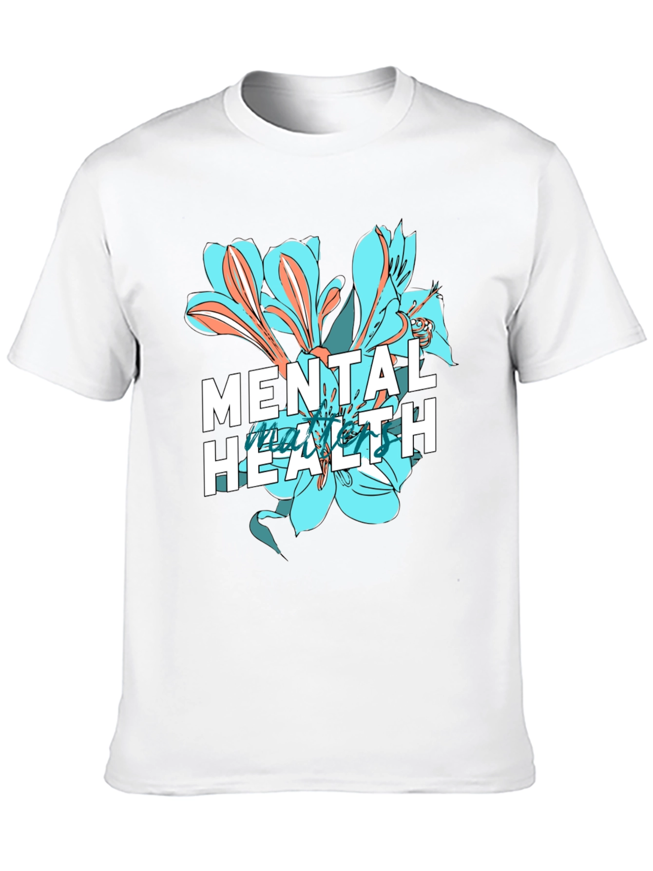 Mental Health Floral Graphic Tee - Black