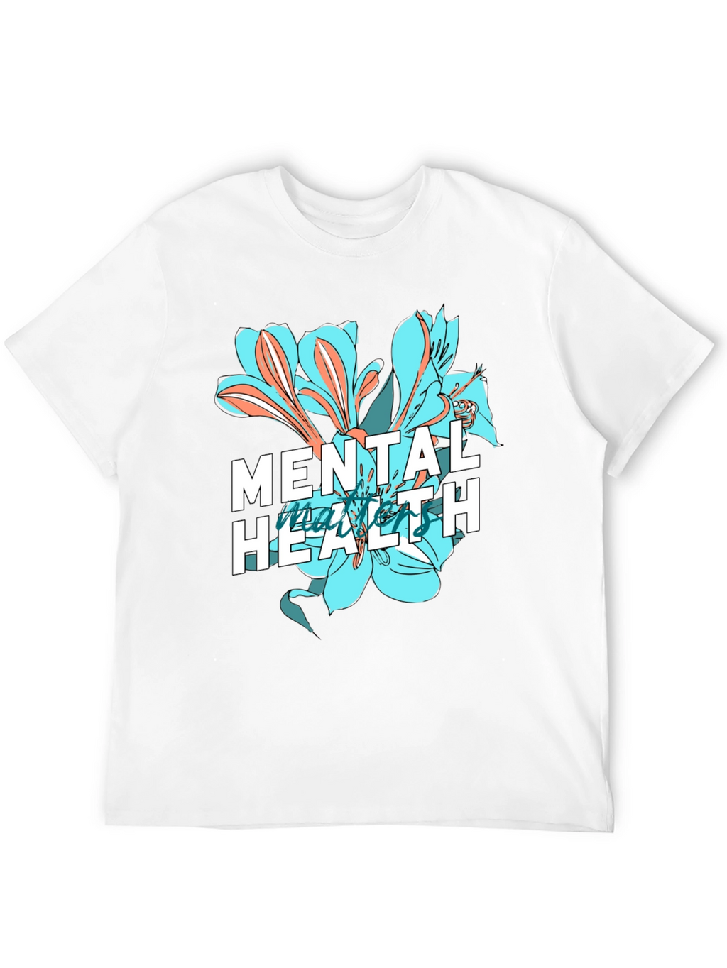 Mental Health Floral Graphic Tee - Black