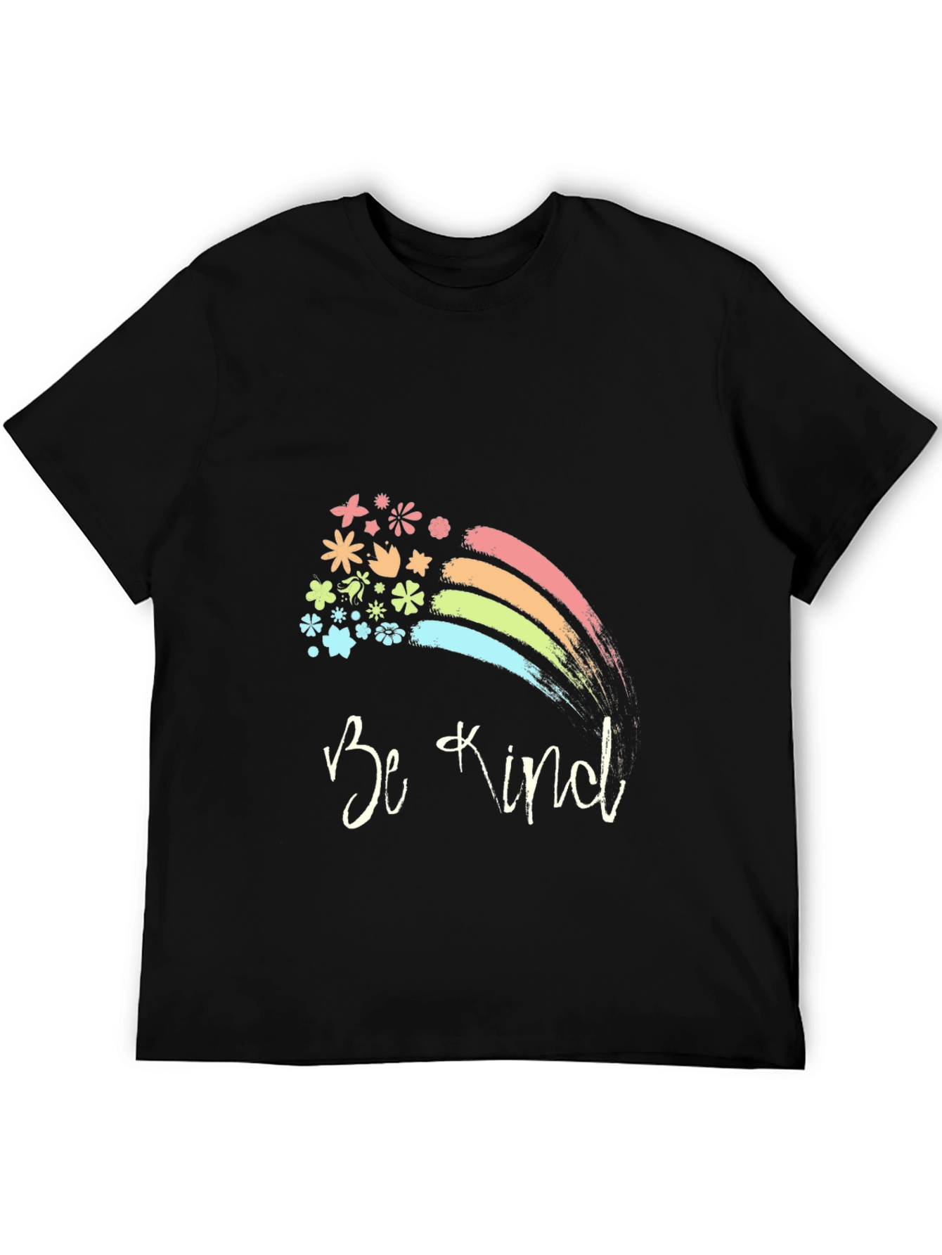 Be Kind Rainbow Floral T-Shirt - Positive Vibes
