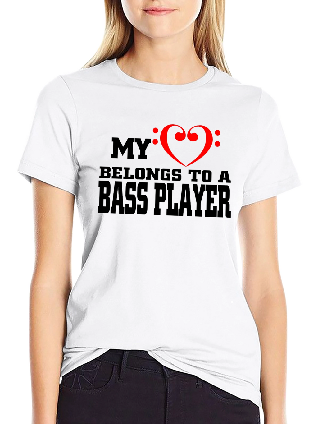 Bass Player Heart Graphic T-Shirt