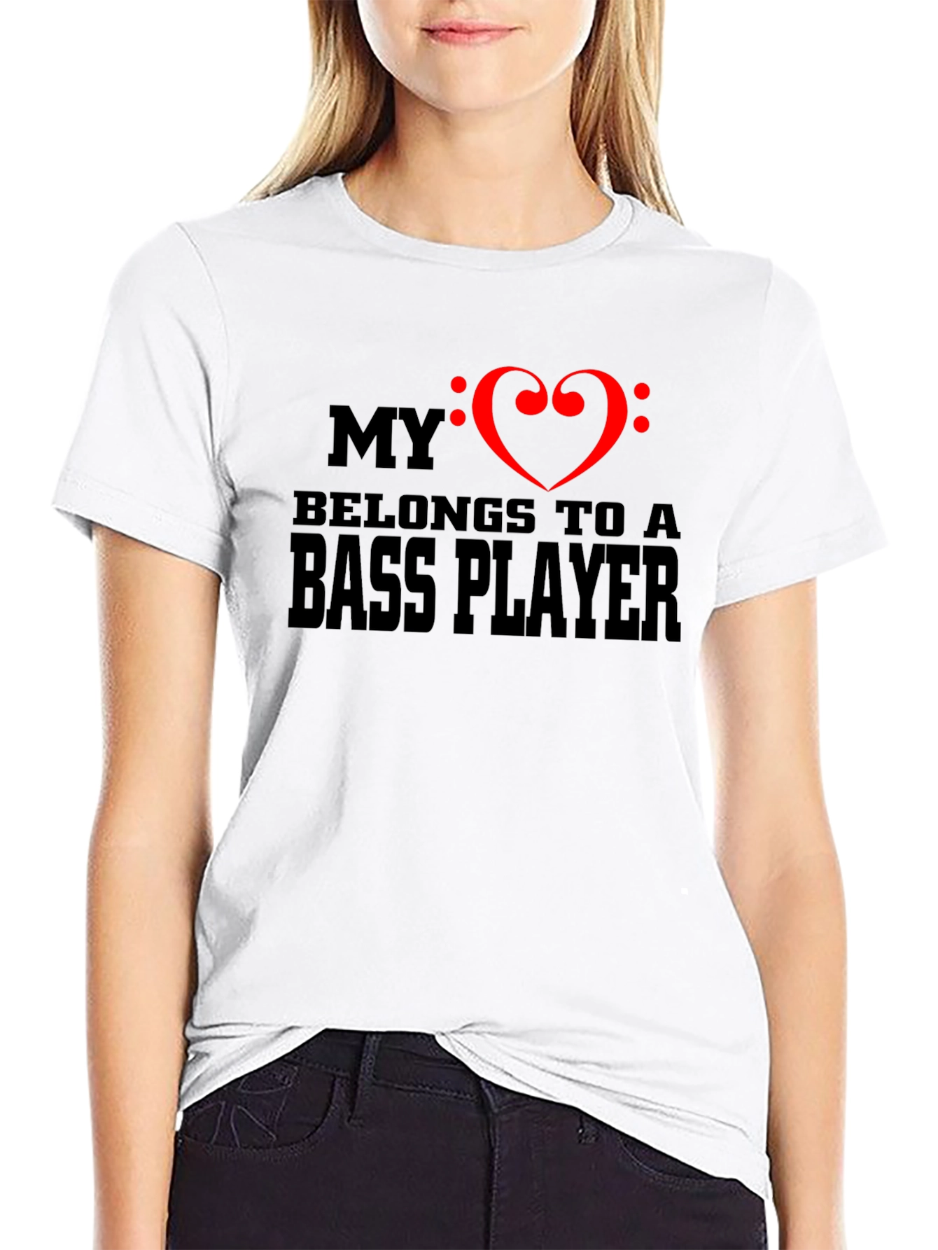 Bass Player Heart Graphic T-Shirt