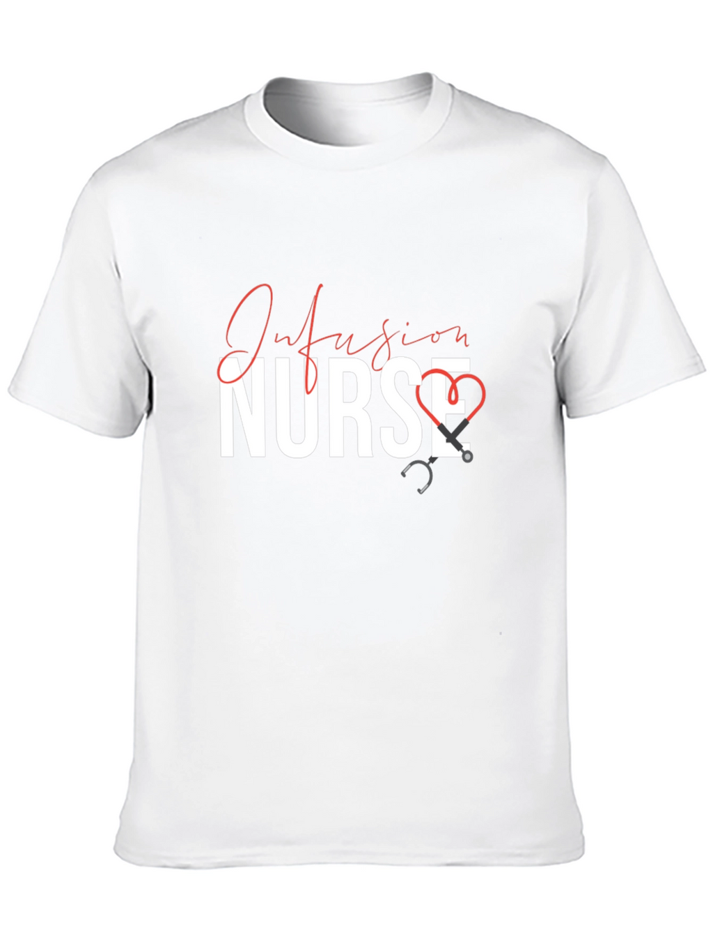 Infusion Nurse Black T-Shirt with Stethoscope Design