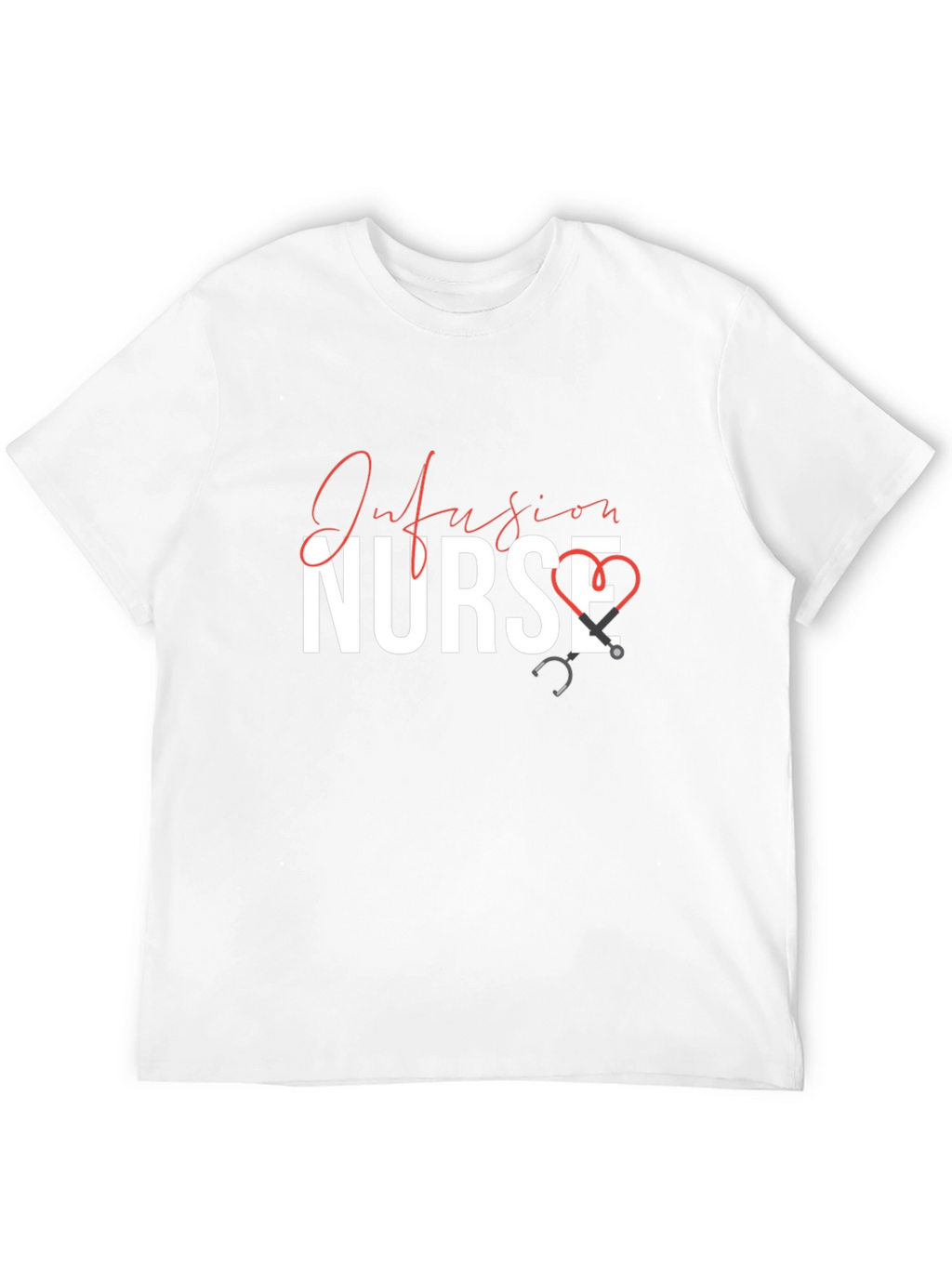 Infusion Nurse Black T-Shirt with Stethoscope Design